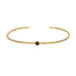 Jonc doré martelé et pierre ronde - ONYX NOIRE - Bracelets