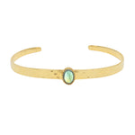 Jonc doré martelé et pierre naturelle ovale - LABRADORITE