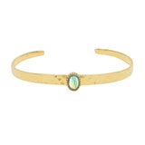 Jonc doré martelé et pierre naturelle ovale - LABRADORITE