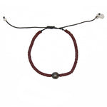 Bracelet disques en vinyle et perle grise