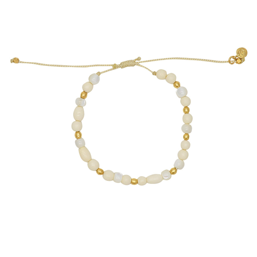 Bracelet perles blanches et dorées