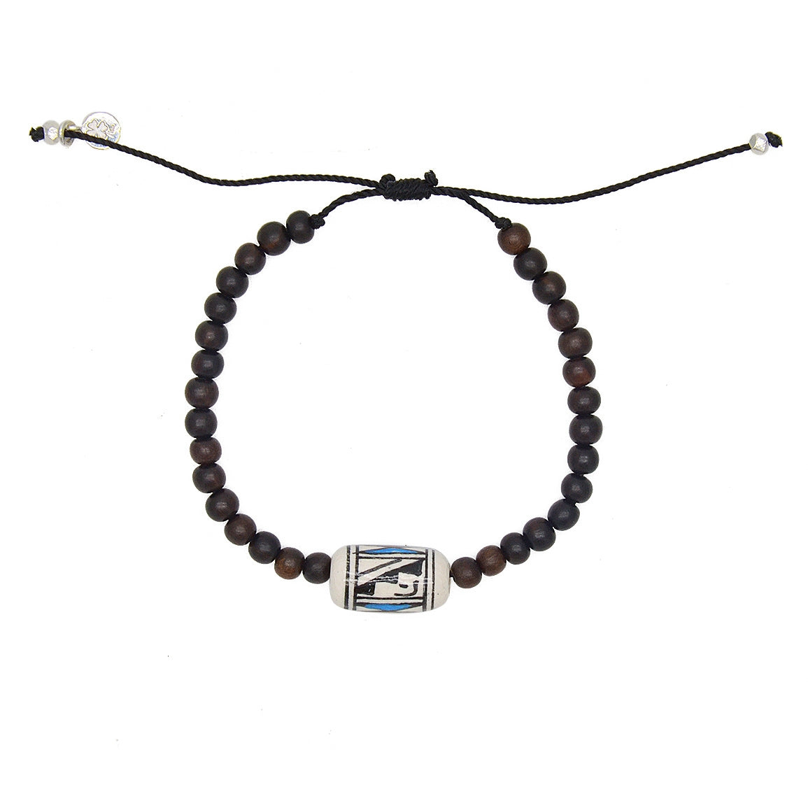Bracelet perles bois et perle colorée