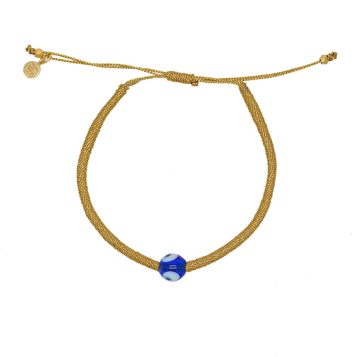 Bracelet tressé doré et oeil en verre