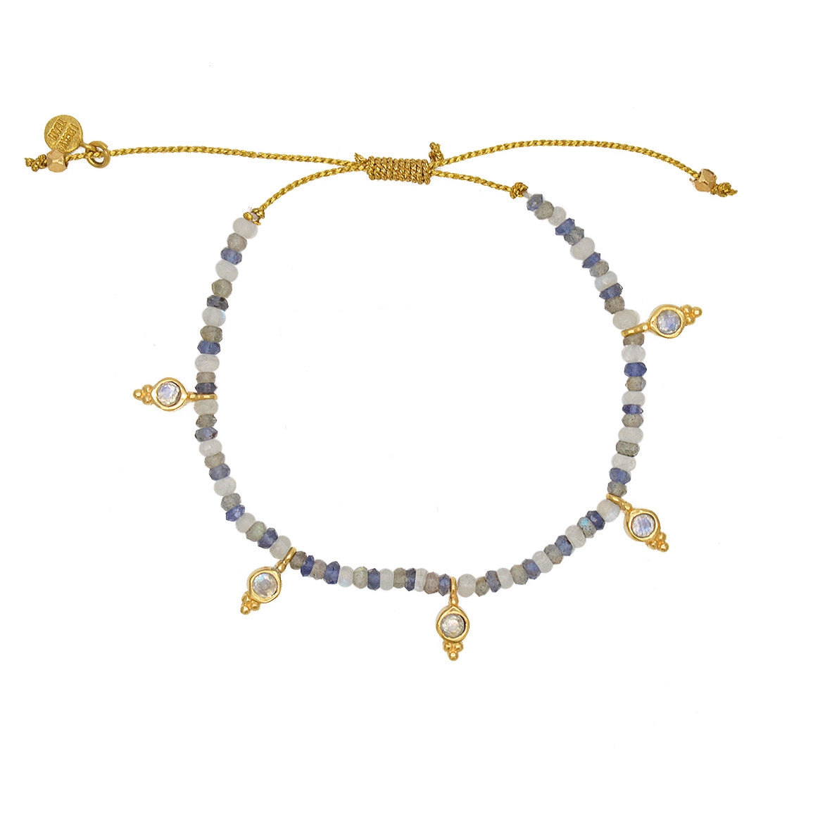 Bracelet cordon avec pierres et pampilles en pierre -