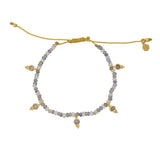 Bracelet cordon avec pierres et pampilles en pierre -