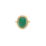Bague dorée scarabée taillé dans la pierre et contour doré -