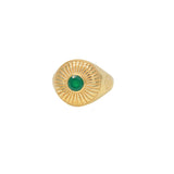 Chevalière dorée et pierre ronde - 50 / ONYX VERTE