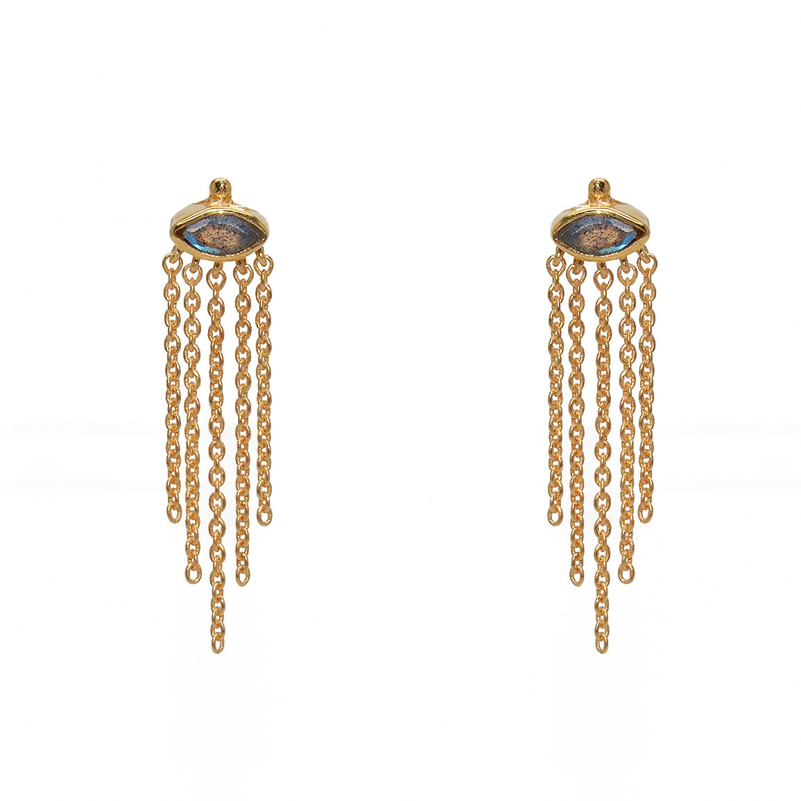 Boucles dorées pierre et chaines - LABRADORITE