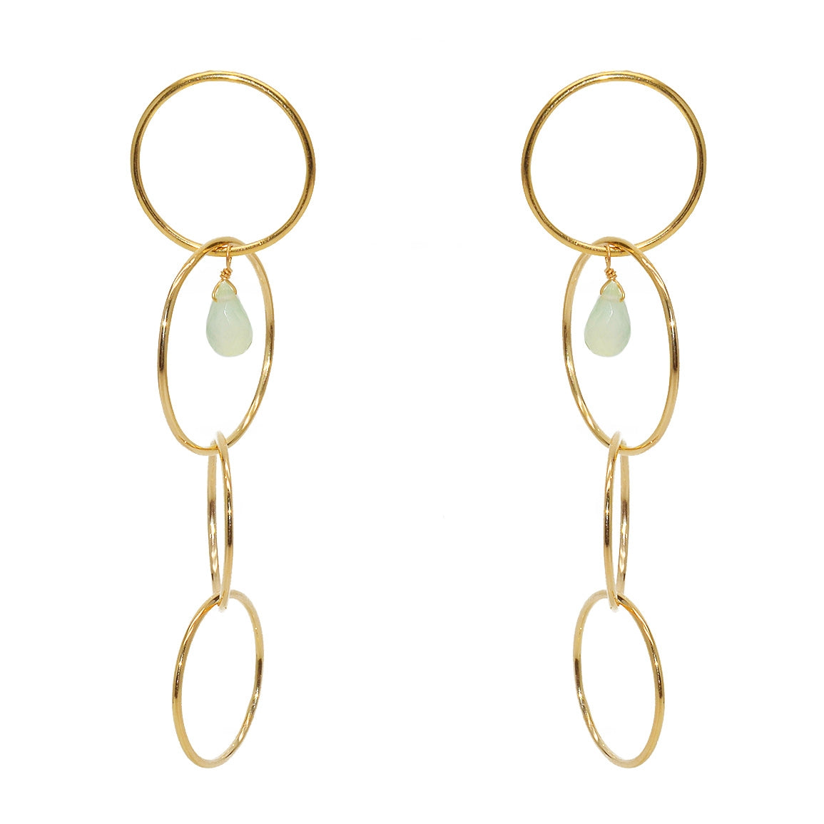 Boucles dorées anneaux et pierre goutte