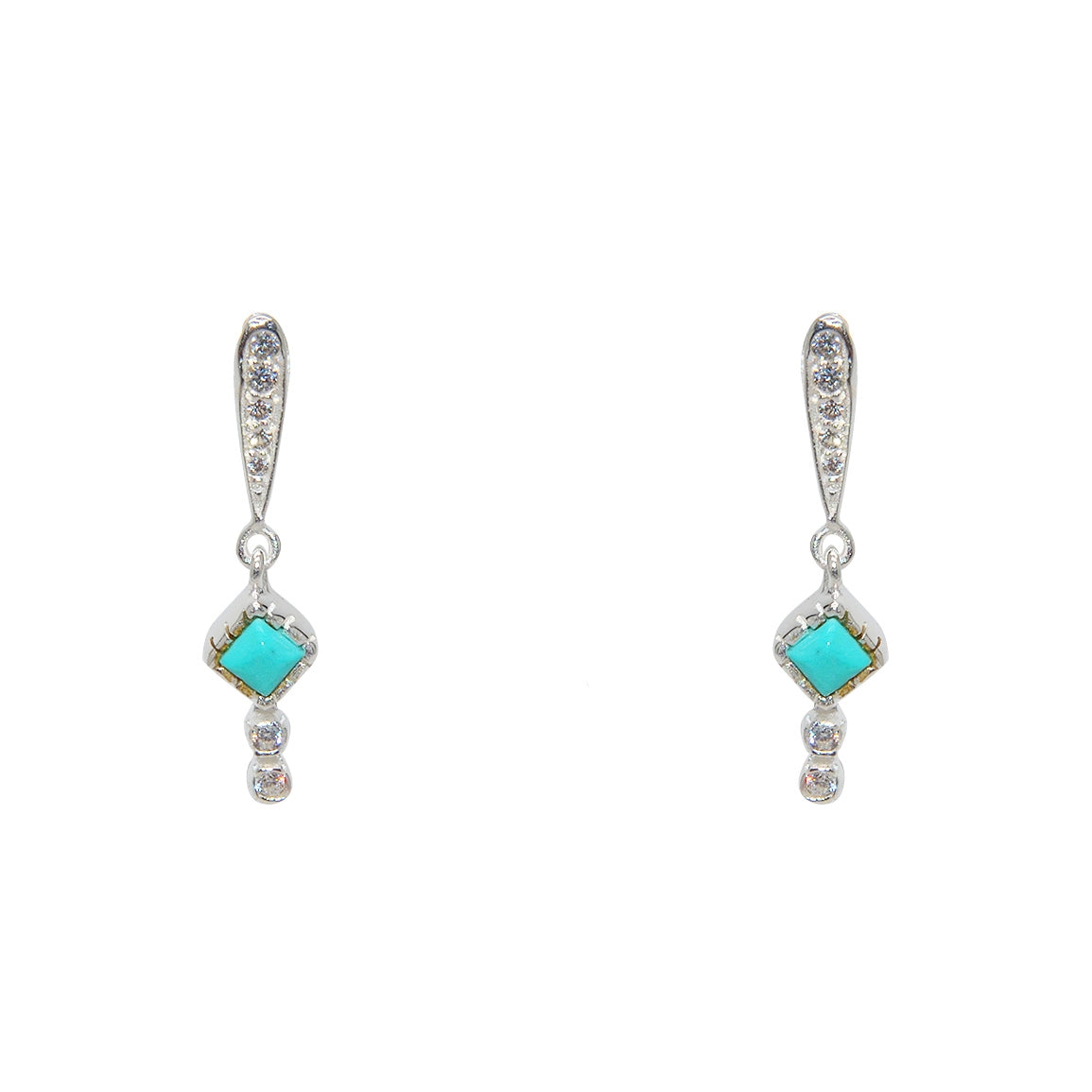 Boucles argent 925 turquoise et zircons