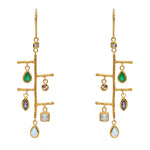 Boucles dorées martelées et pierres - Boucles d’oreilles