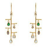 Boucles dorées martelées et pierres - Boucles d’oreilles