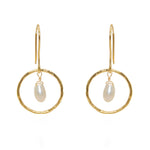 Boucles dorées anneau martelé et goutte pierre - PERLE DE