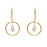 Boucles dorées anneau martelé et goutte pierre - PERLE DE