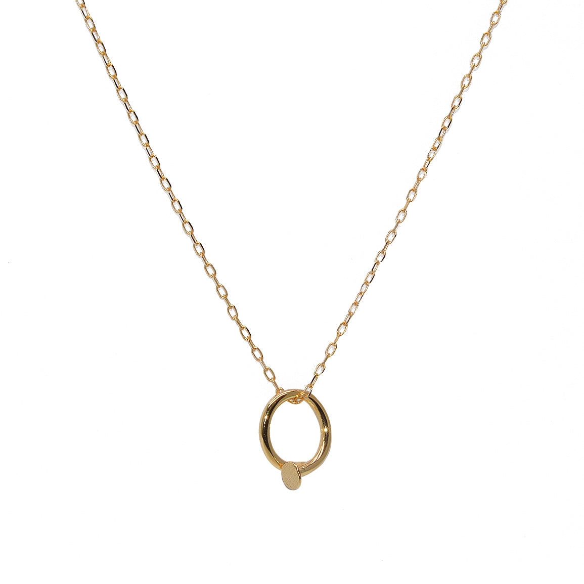 Sautoir doré pendentif clou