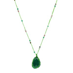 Sautoir vert onyx verte prehnite et tourmaline
