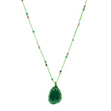 Sautoir vert onyx verte prehnite et tourmaline