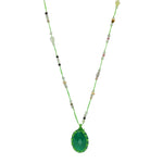 Sautoir vert onyx verte prehnite et tourmaline