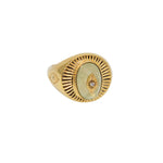 Chevalière dorée pierre et oeil zircon