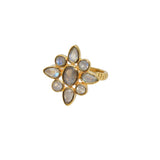 Bague dorée fleur duo de pierres