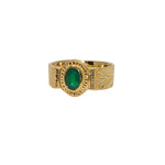 Bague chevalière dorée texturée et pierre - Bagues
