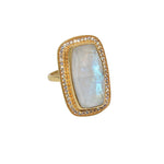 Bague dorée XXL pierre cristal et zircons