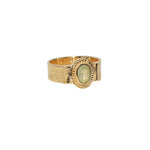 Bague chevalière dorée texturée et pierre - Bagues