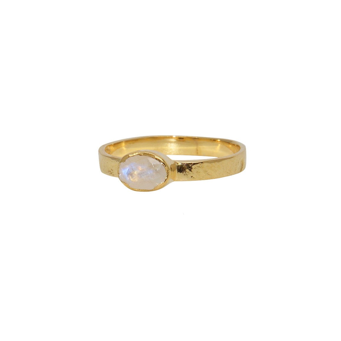 Bague dorée martelée et pierre ovale - 50 / PIERRE DE LUNE