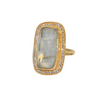 Bague dorée XXL pierre cristal et zircons