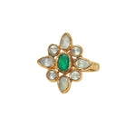 Bague dorée fleur duo de pierres