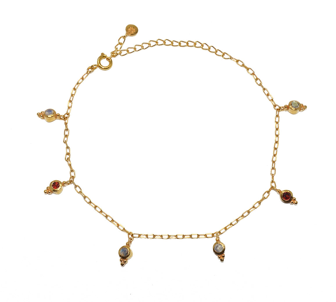 Bracelet de cheville doré et pampilles pierres - LABRADORITE