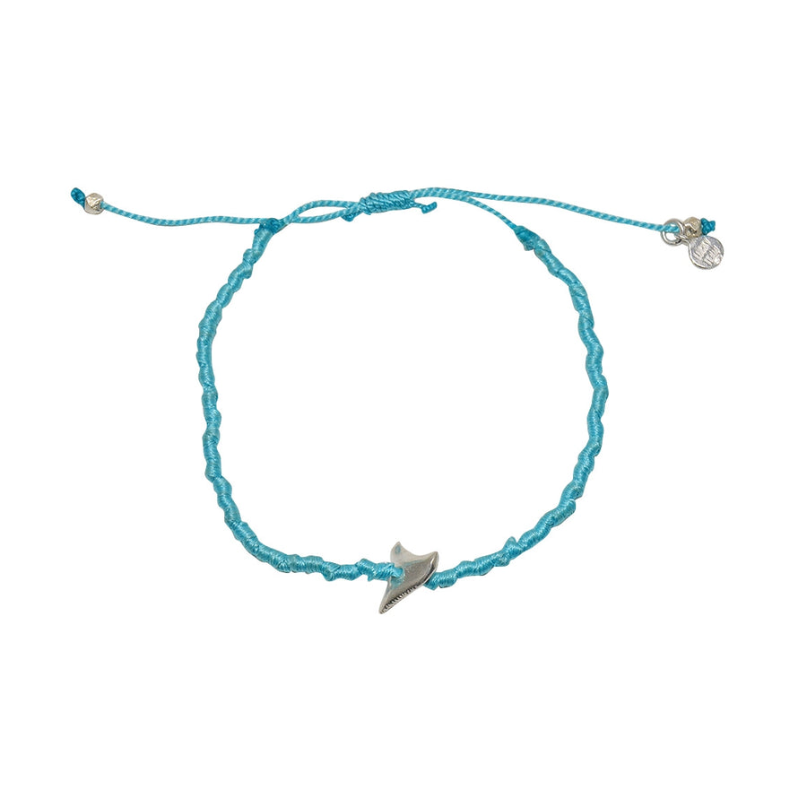 Bracelet tressé bleu marine dent de requin argent 925 -