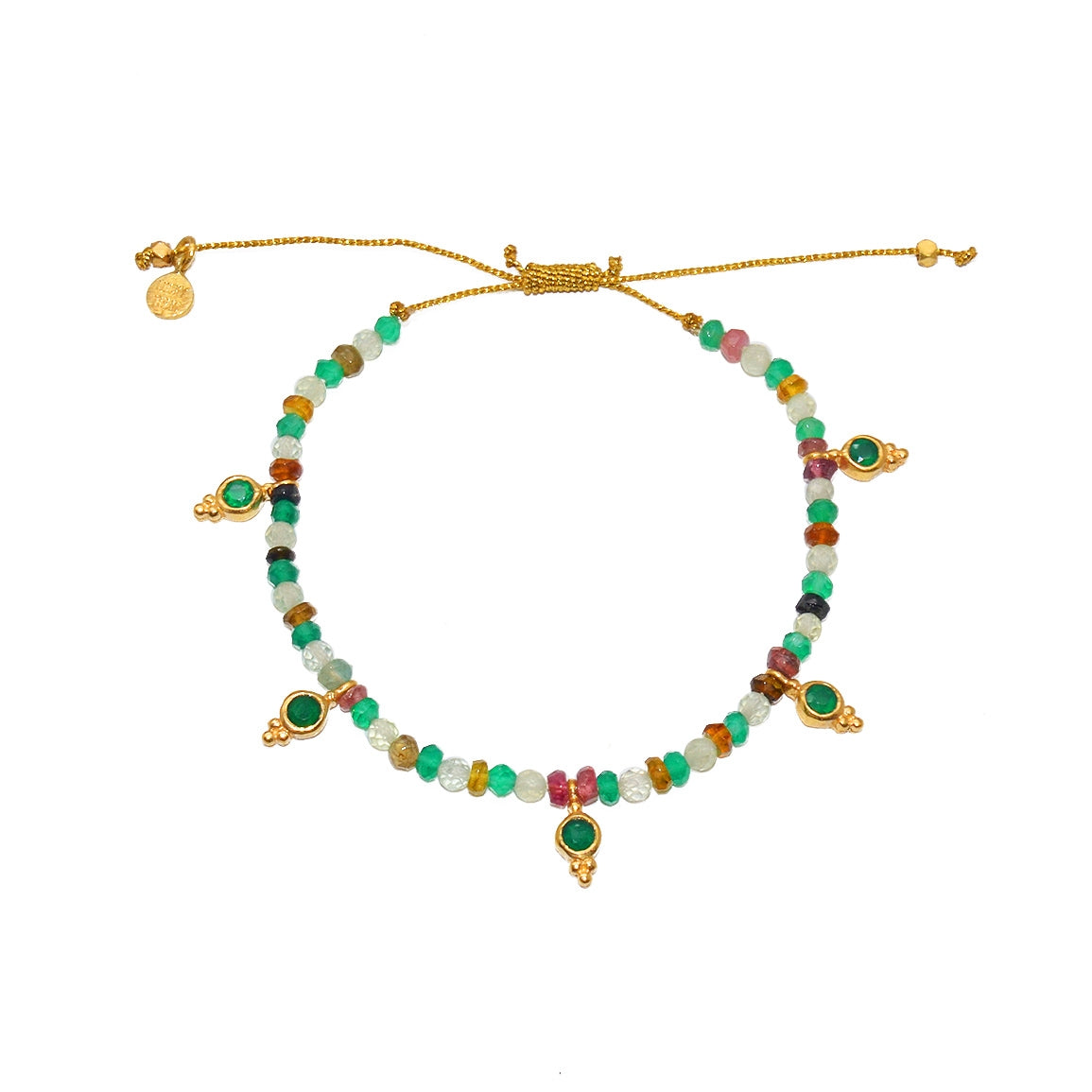 Bracelet cordon avec pierres et pampilles en pierre -