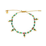 Bracelet cordon avec pierres et pampilles en pierre -