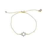 Bracelet fin tressé etoile de David argent 925 et zircons -