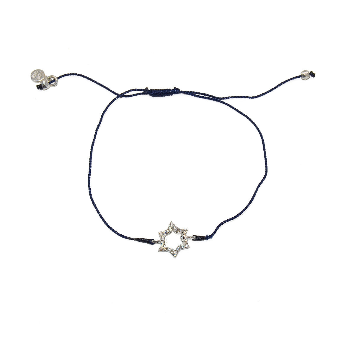 Bracelet fin tressé etoile de David argent 925 et zircons -
