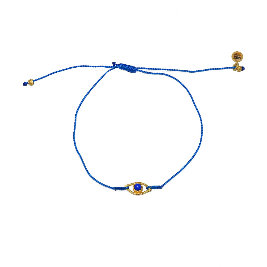 Bracelet cordon et oeil pierre - BLEU & LAPIS