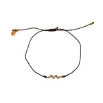 Bracelet tressé et zircons blancs - CHOCOLAT