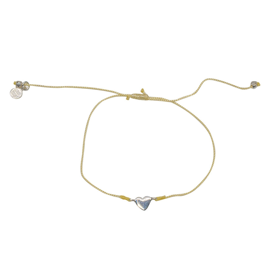 Bracelet fil fin coloré et coeur argent 925 - BEIGE