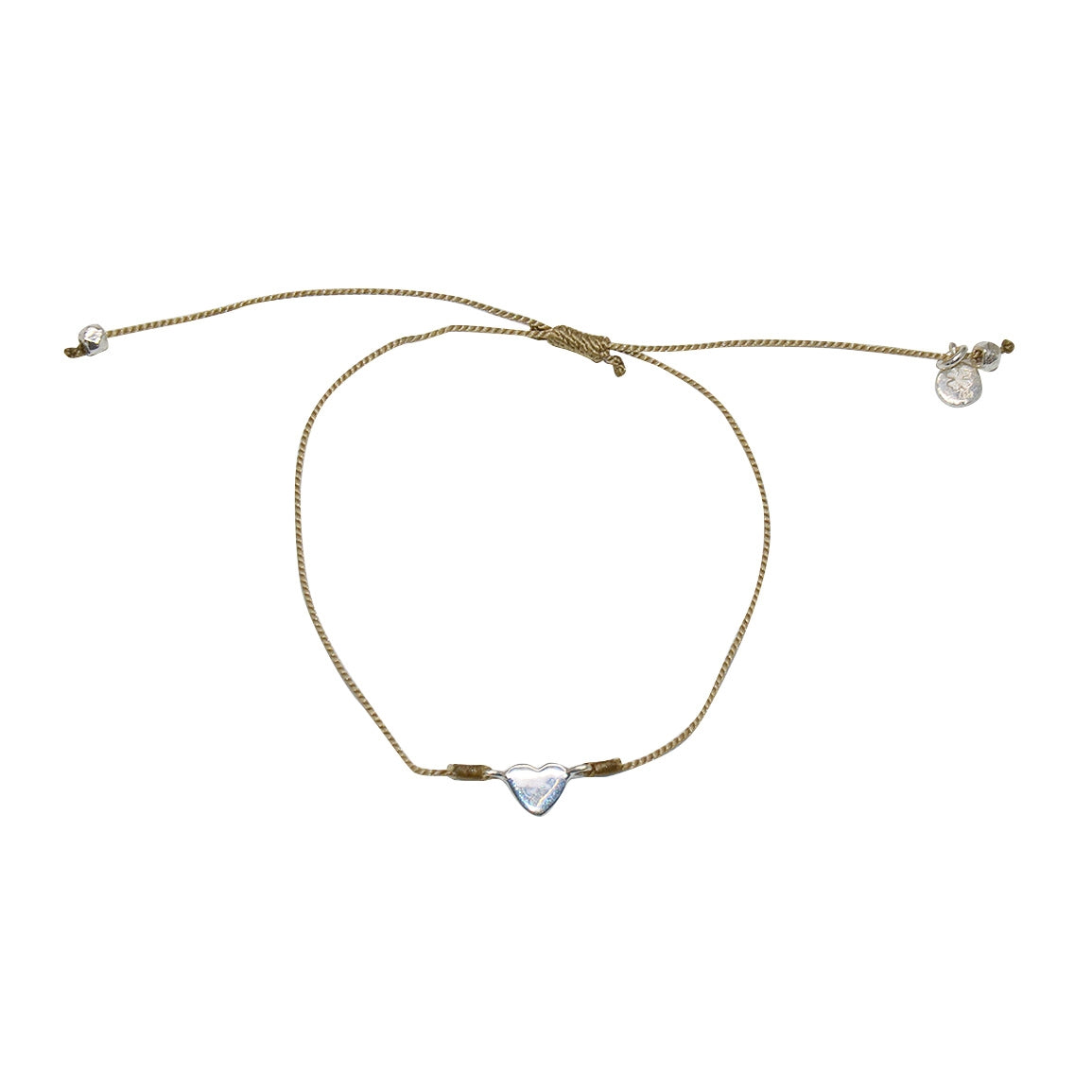 Bracelet fil fin coloré et coeur argent 925 - KAKI