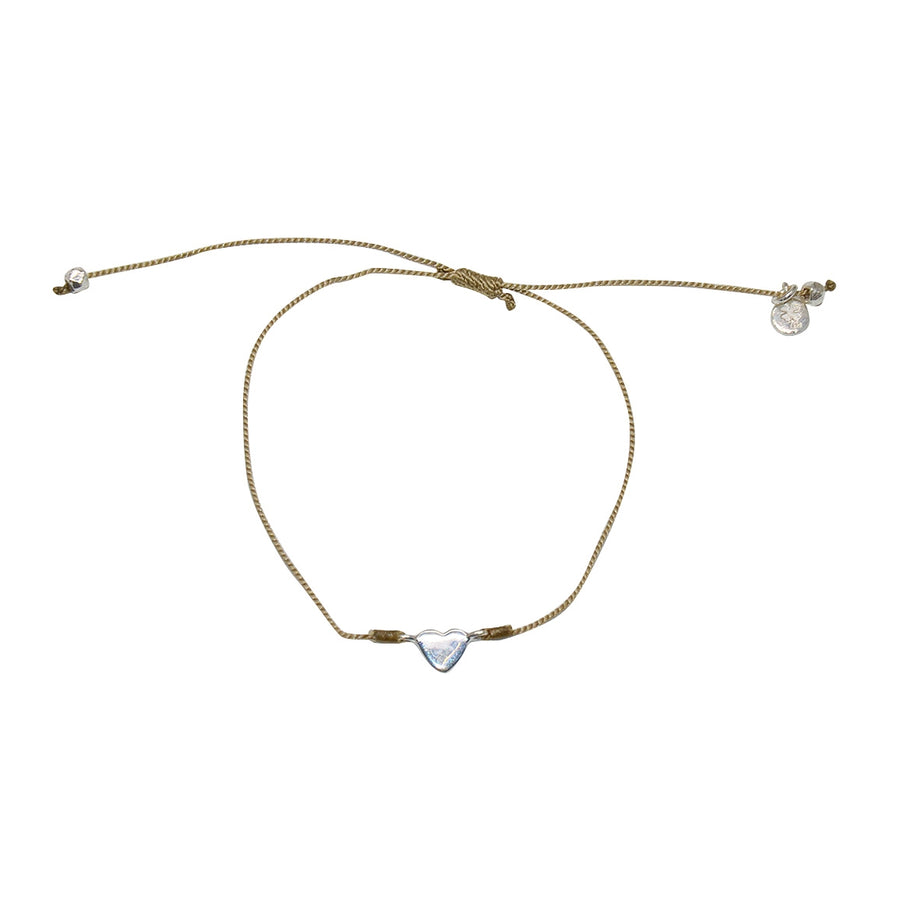 Bracelet fil fin coloré et coeur argent 925 - KAKI