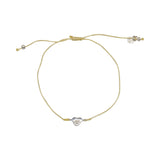 Bracelet fil fin coloré coeur argent 925 et zircon - BEIGE