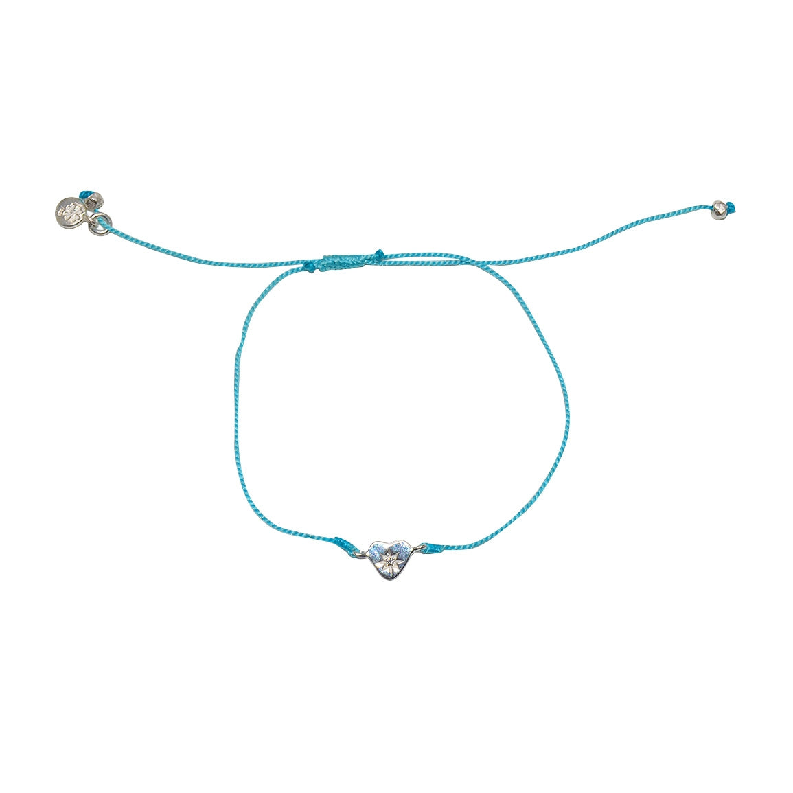 Bracelet fil fin coloré coeur argent 925 et zircon -