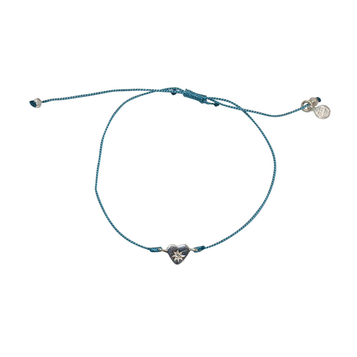 Bracelet fil fin coloré coeur argent 925 et zircon