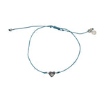 Bracelet fil fin coloré coeur argent 925 et zircon