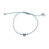 Bracelet fil fin coloré coeur argent 925 et zircon