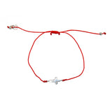 Bracelet tressé et croix argent 925 - ROUGE