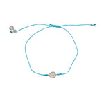 Bracelet tressé fleur argent 925 et zircons - TURQUOISE