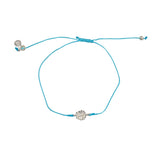 Bracelet tressé fleur argent 925 et zircons - TURQUOISE