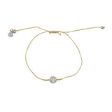 Bracelet tressé fleur argent 925 et zircons - BEIGE